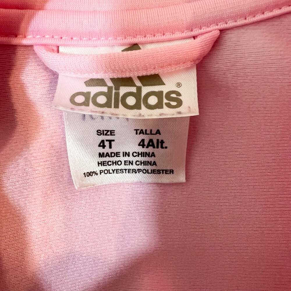 Adidas Girls Pink & White Full Zip Athletic Track Long‎ Sleeve Jacket Size 4T - Picture 6 of 8